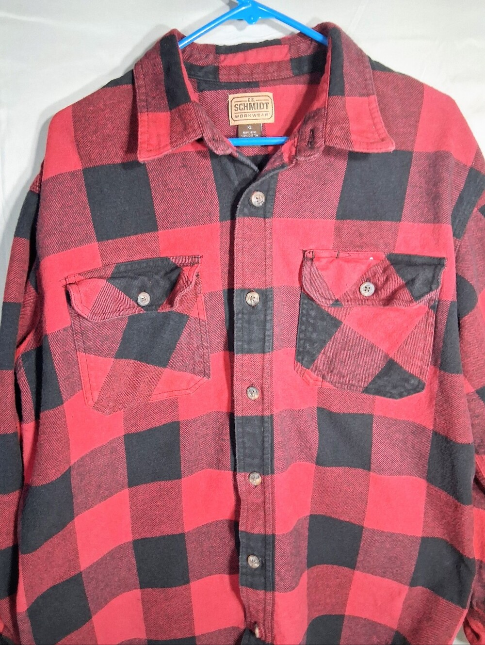 Men's XL C.E.Schmidt Workwear Red & Black Buffalo Plaid Rugged Flannel Shirt